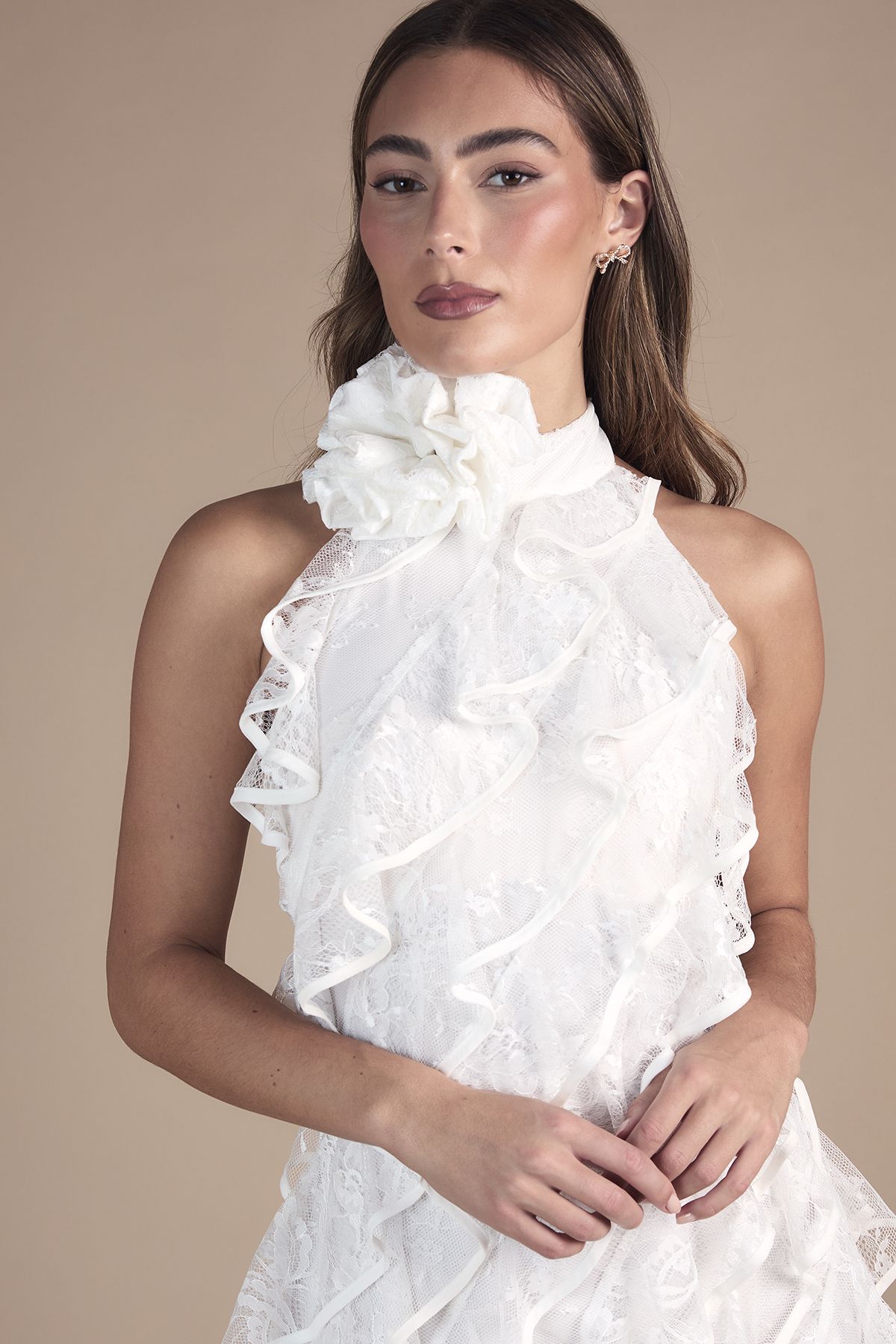 Coast Lace Frill Mini Bridal Dress
