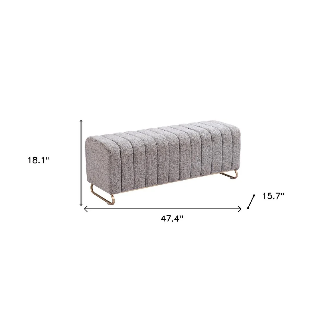 HomeRoots 47 Gray and Gold Boucle Upholstered Bench - 47.4' X '18.1' X '15.7