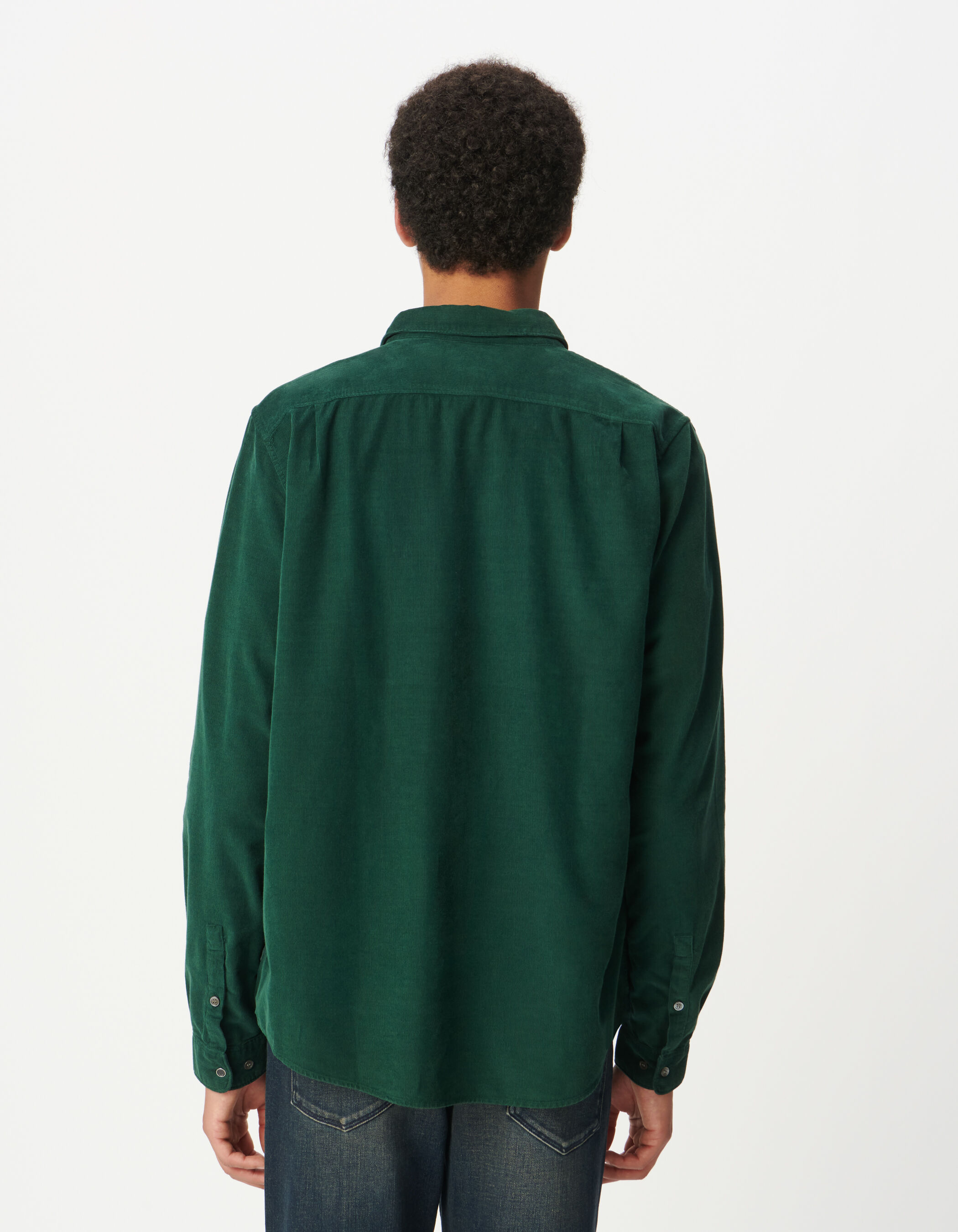 Chemise regular marine coton bio velours milleraies Homme