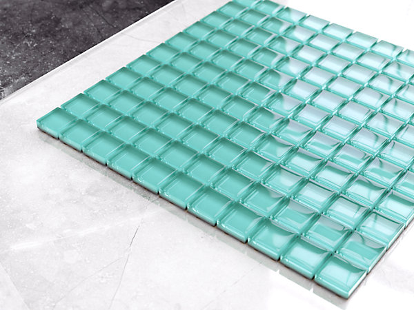 Mosaïque en verre sur filet pour salle de bain ou cuisine 30 cm x 30 cm - Dried sage