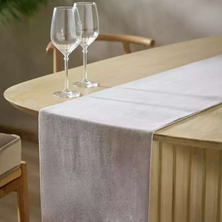 Habitat Cotton Velvet Mix Reversible Table Runner - Grey