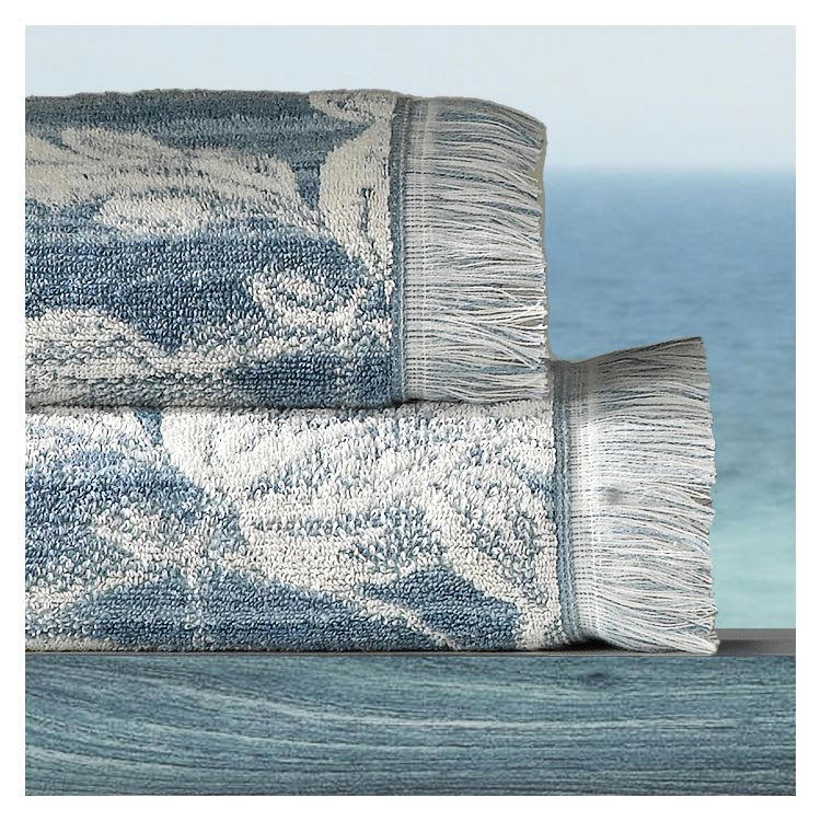 FANTASY FRANGES - Serviette de toilette en Coton Bleu 50x100 cm