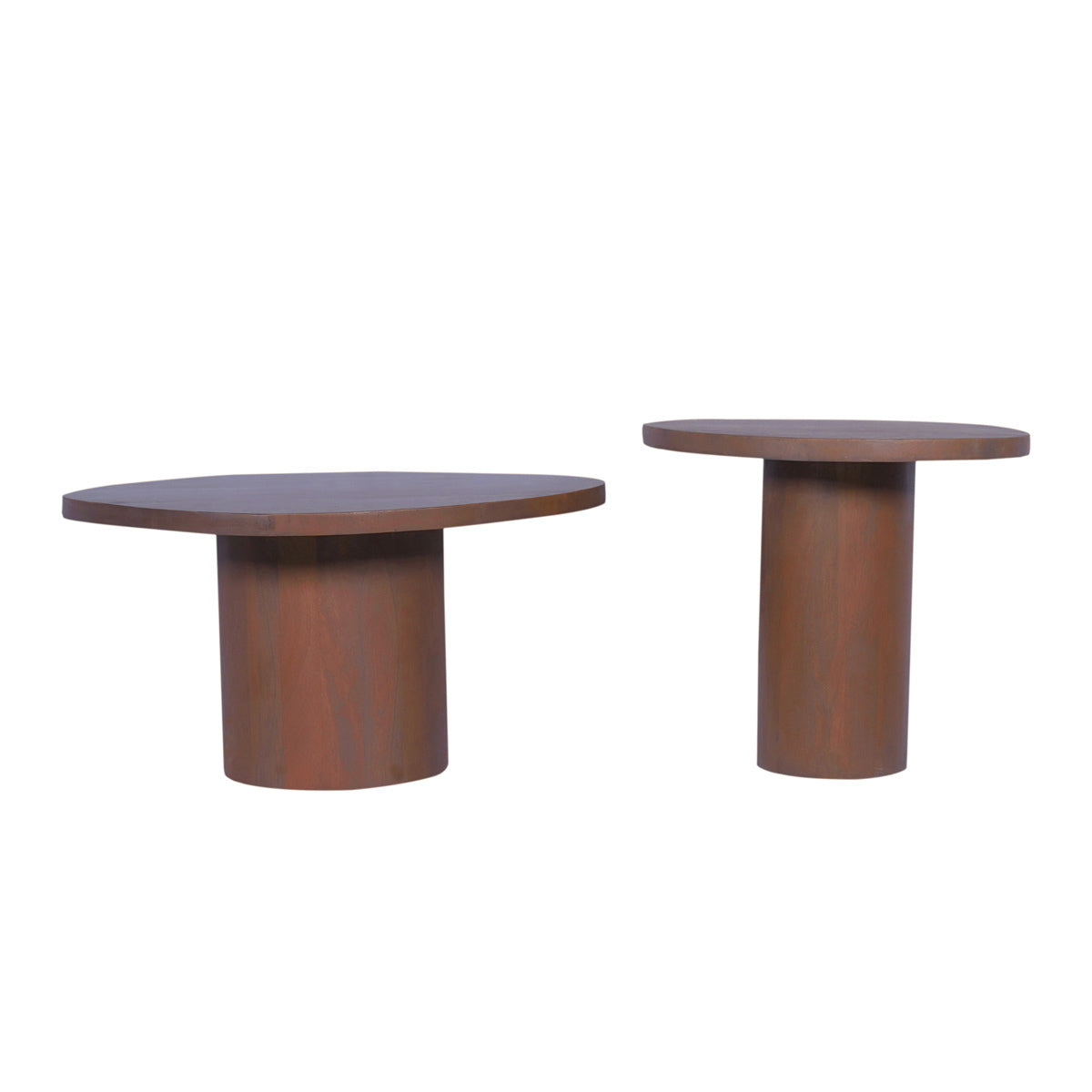 StarFurn Salontafel Mirre - Walnoot Hout - Set van 2 - 70x70x38cm