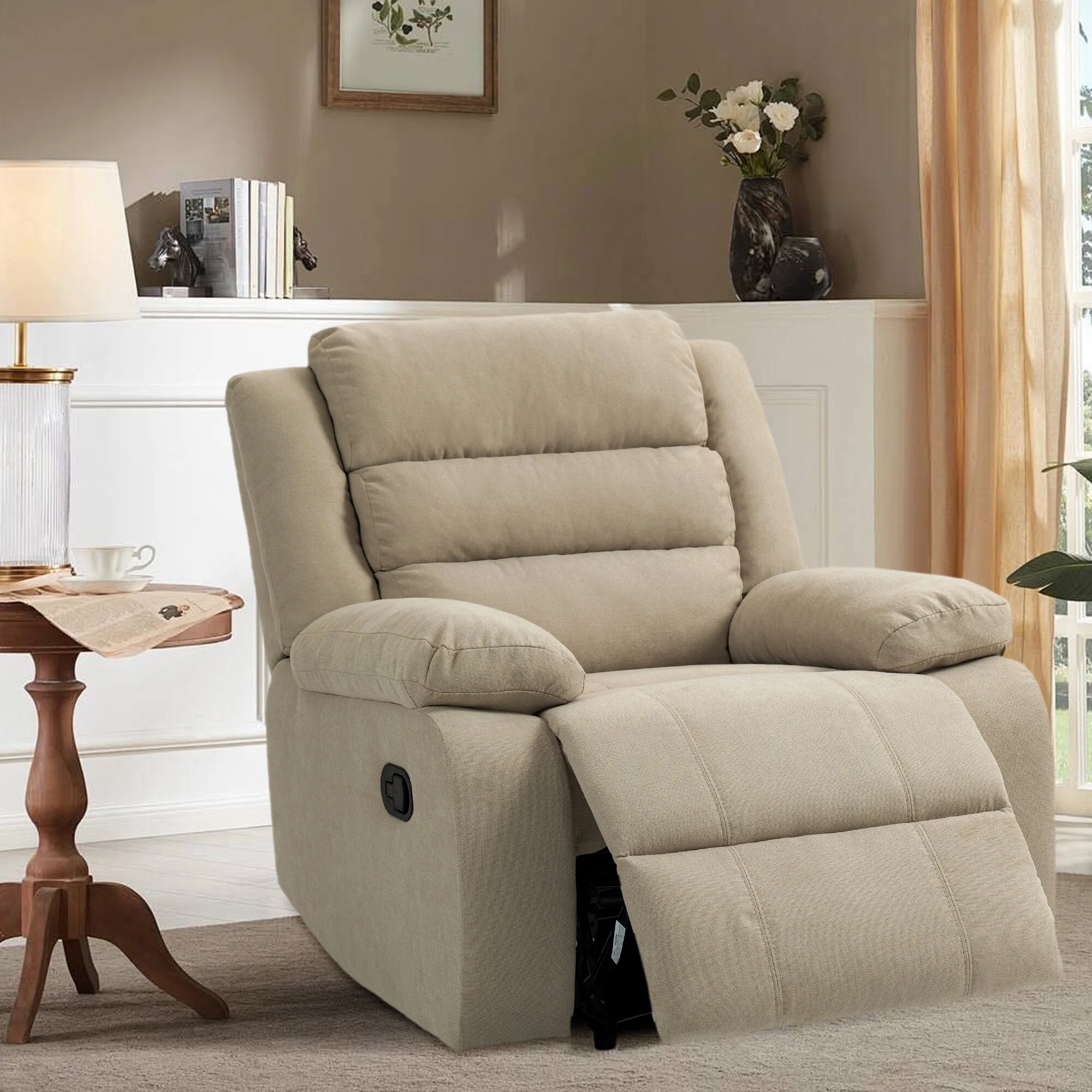 Classic and Traditional Manual Recliner Chair Single Sofa