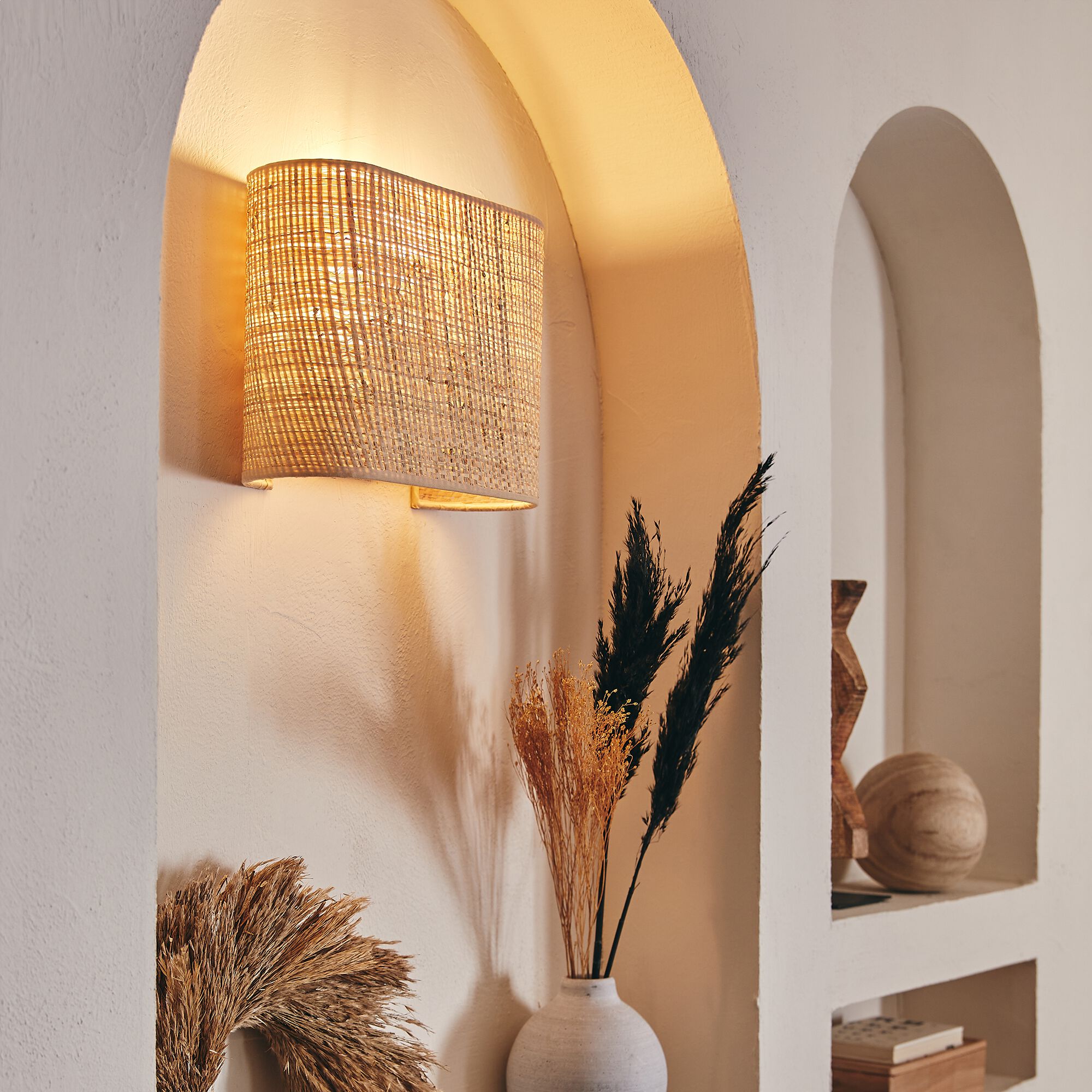 TIRO - Applique non électrifiée en rabane l25cm - naturel