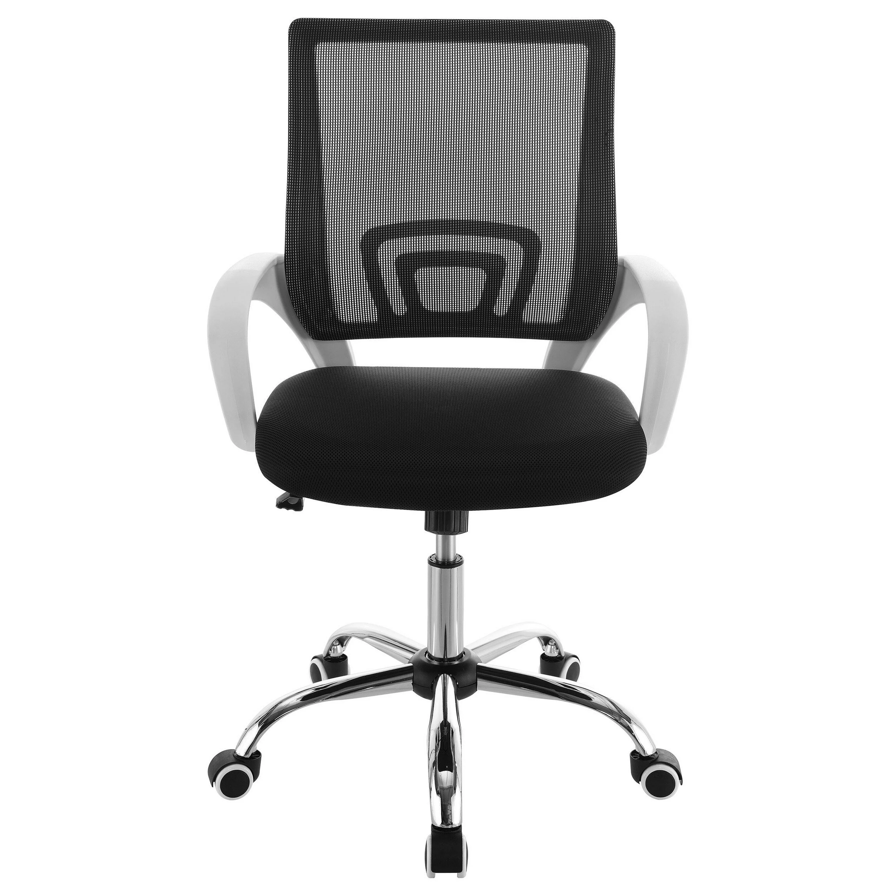 Fera Rolling Office Chair, Adjustable Chrome Base, Black Mesh Fabric