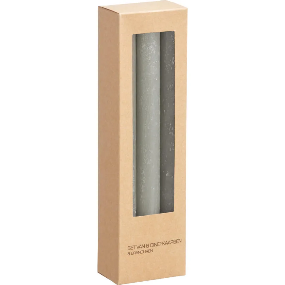Kwantum Kaarsen & Theelichten | Kaarsen & Theelichten | Dinerkaars Rustiek  6 Stuks LichtGroen
