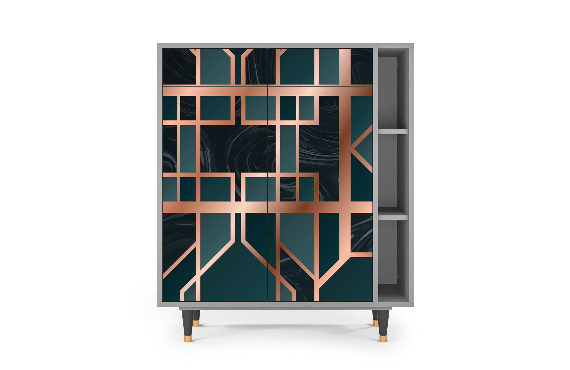 EMERALD METRO - Buffet  bleu-vert 2 tiroirs et 2 portes L 94 cm