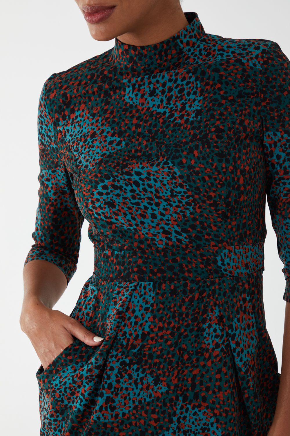 Blue Vanilla High Neck Tulip Dress