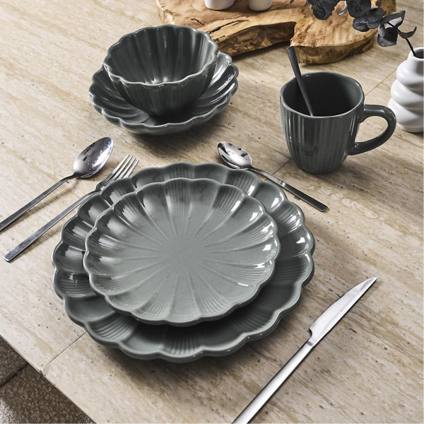 Talerz deserowy Eden 20 cm szary ceramiczny