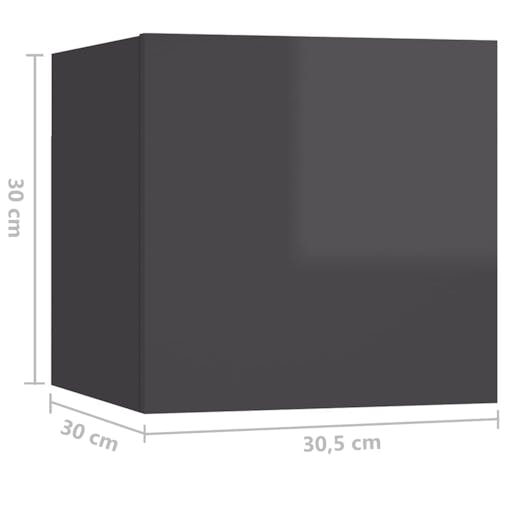 NNEVL Bedside Cabinet High Gloss Grey 30.5x30x30 cm Chipboard