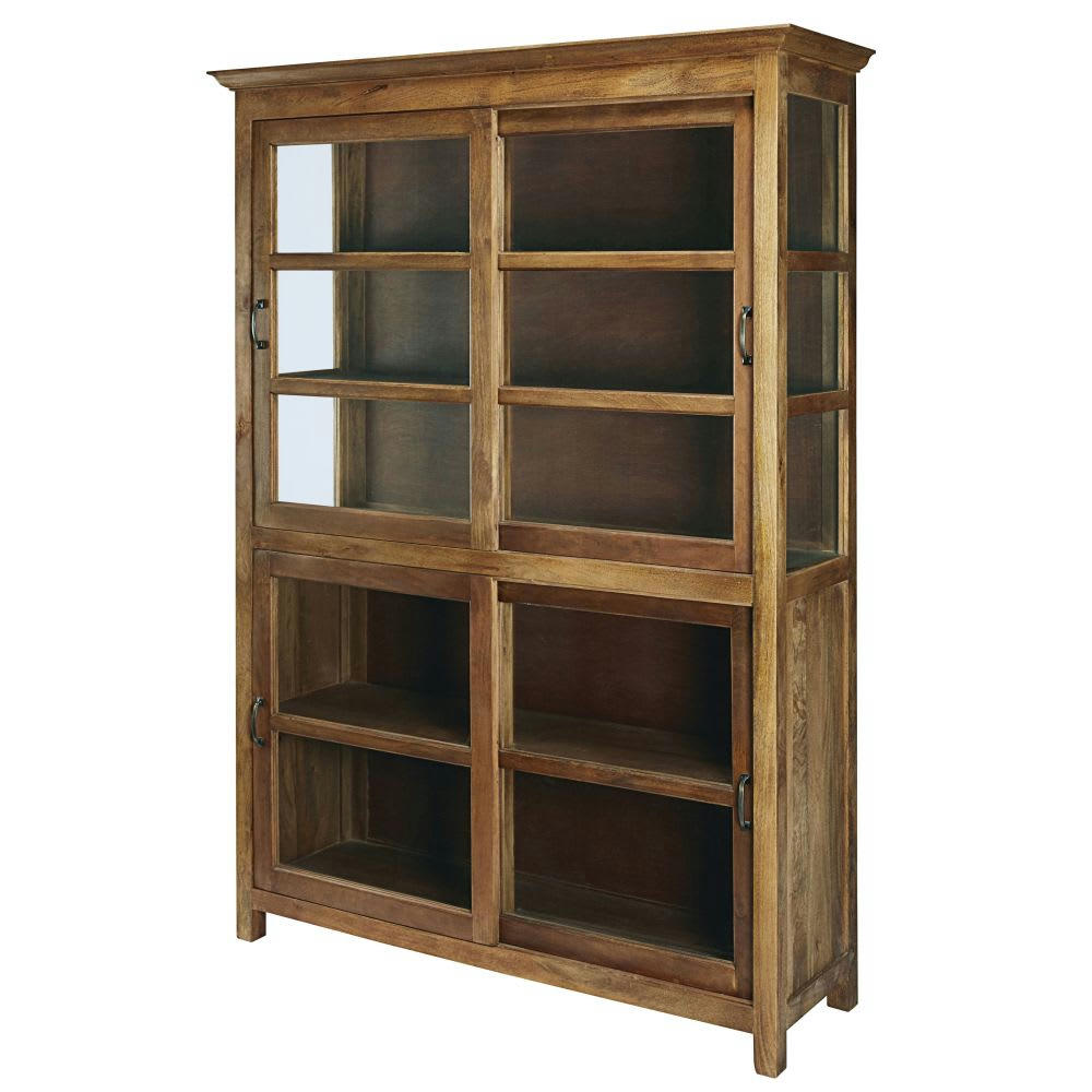 Baryton - Vitrine 4 portes en manguier massif et verre