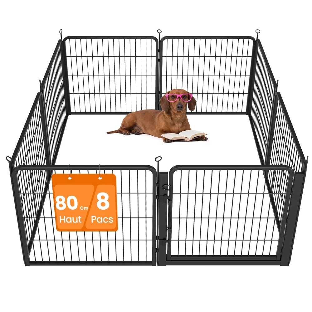 Parc pour Chien 8 Panneaux en Acier Antirouille