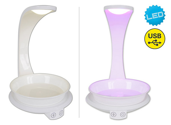 Lampe de table LED pour plantes de 24 cm de haut, en métal et plastique blanc, avec LED intégrée