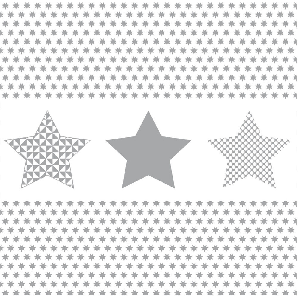 Serviette de No&euml;l en papier blanc motif étoiles argenté x 20
