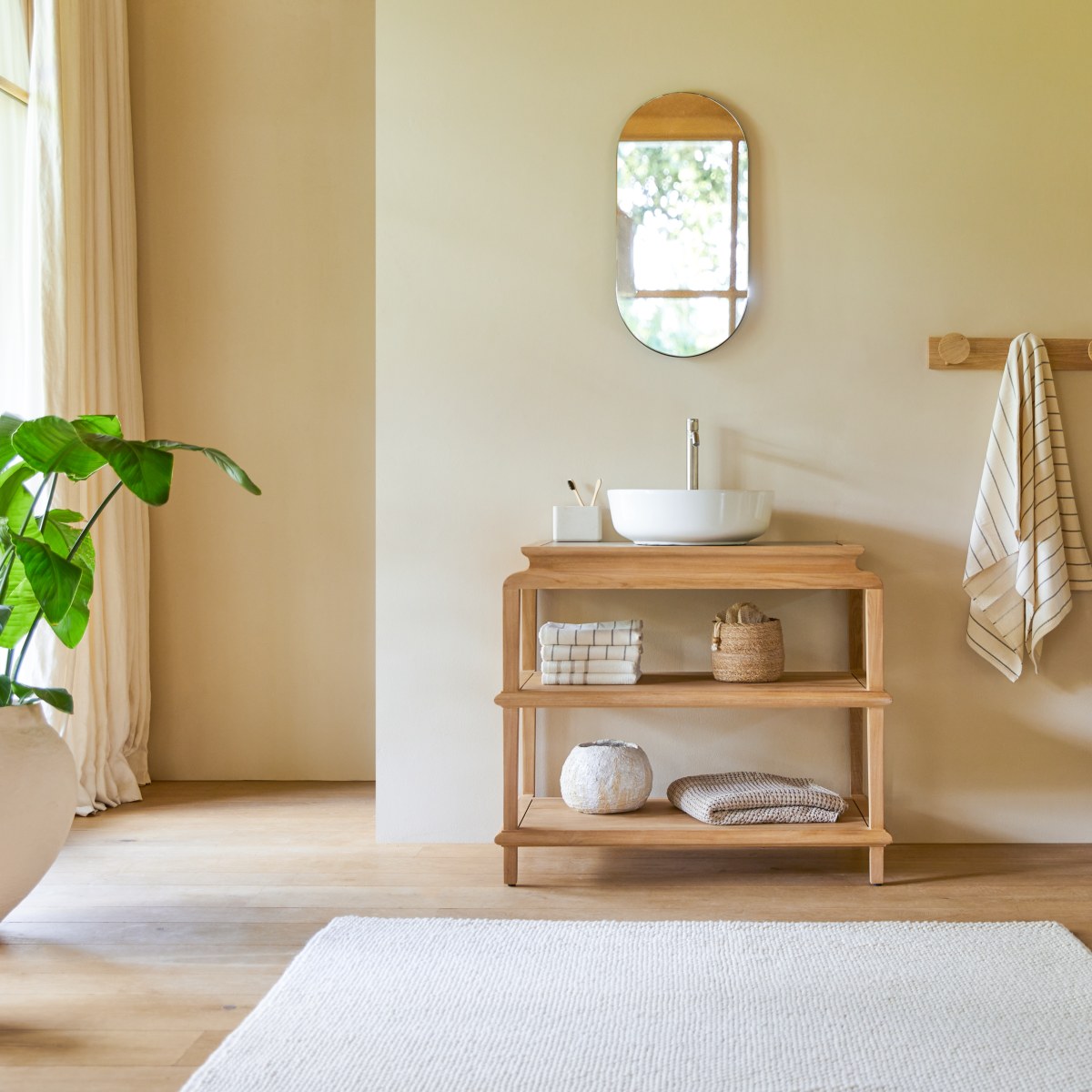 Tikamoon - Massief teakhouten wastafelmeubel Achille 95 cm