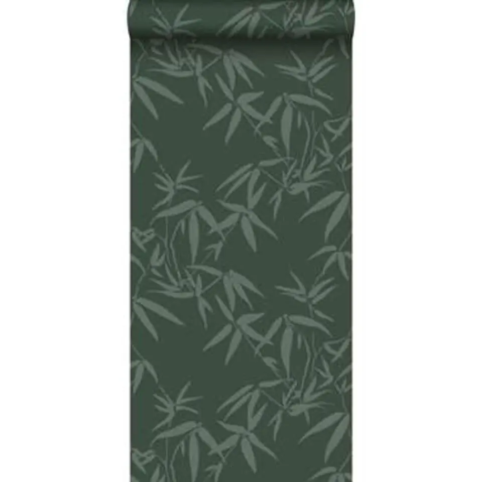 Origin behang - bamboe bladeren - donkergroen - 0.53 x 10.05 m