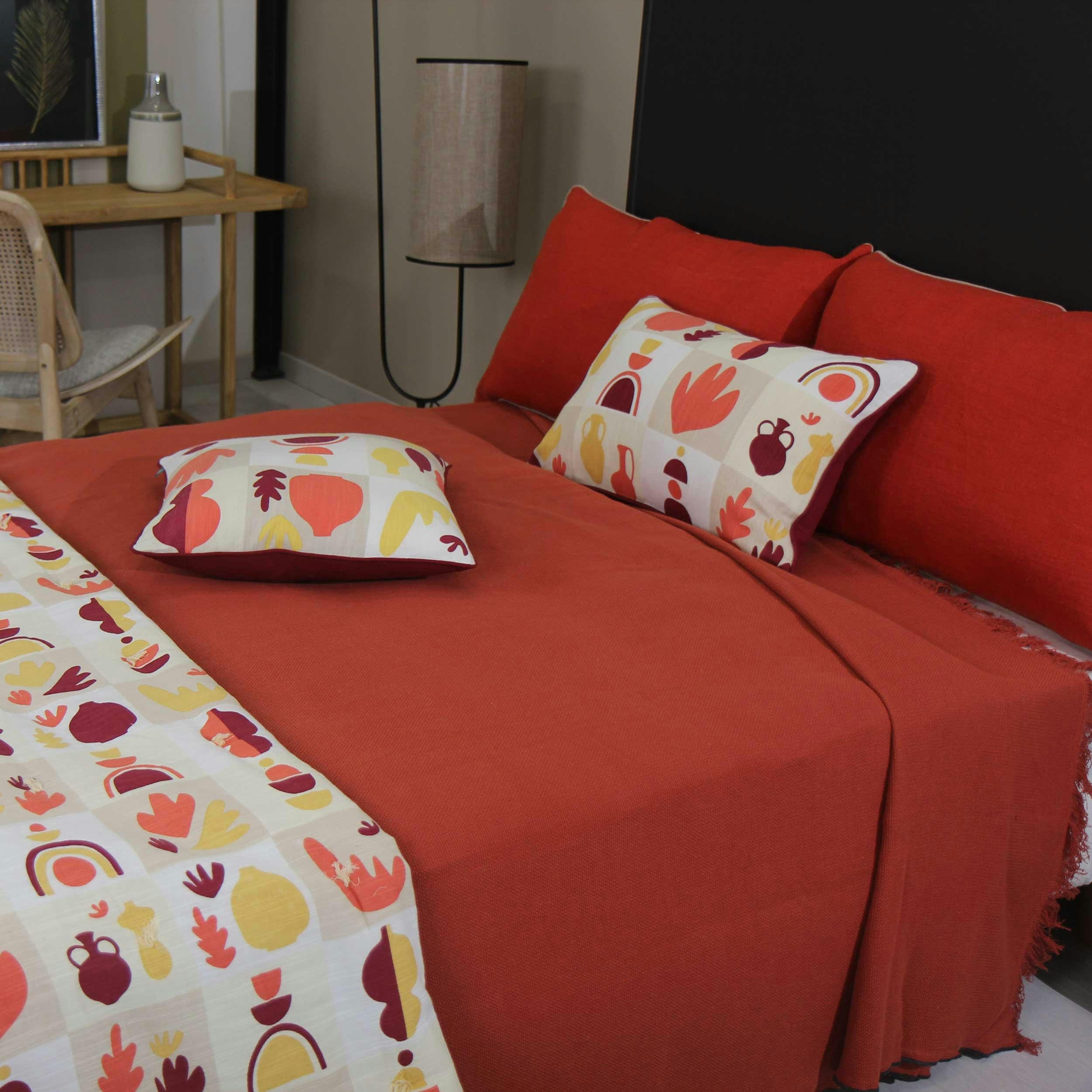 ANAIS - Coussin en coton rouge 40x60