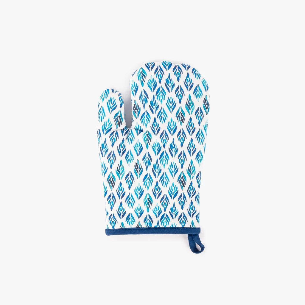 Pega Luva Algodão Branco com Folhas Azuis BLUE BIRD