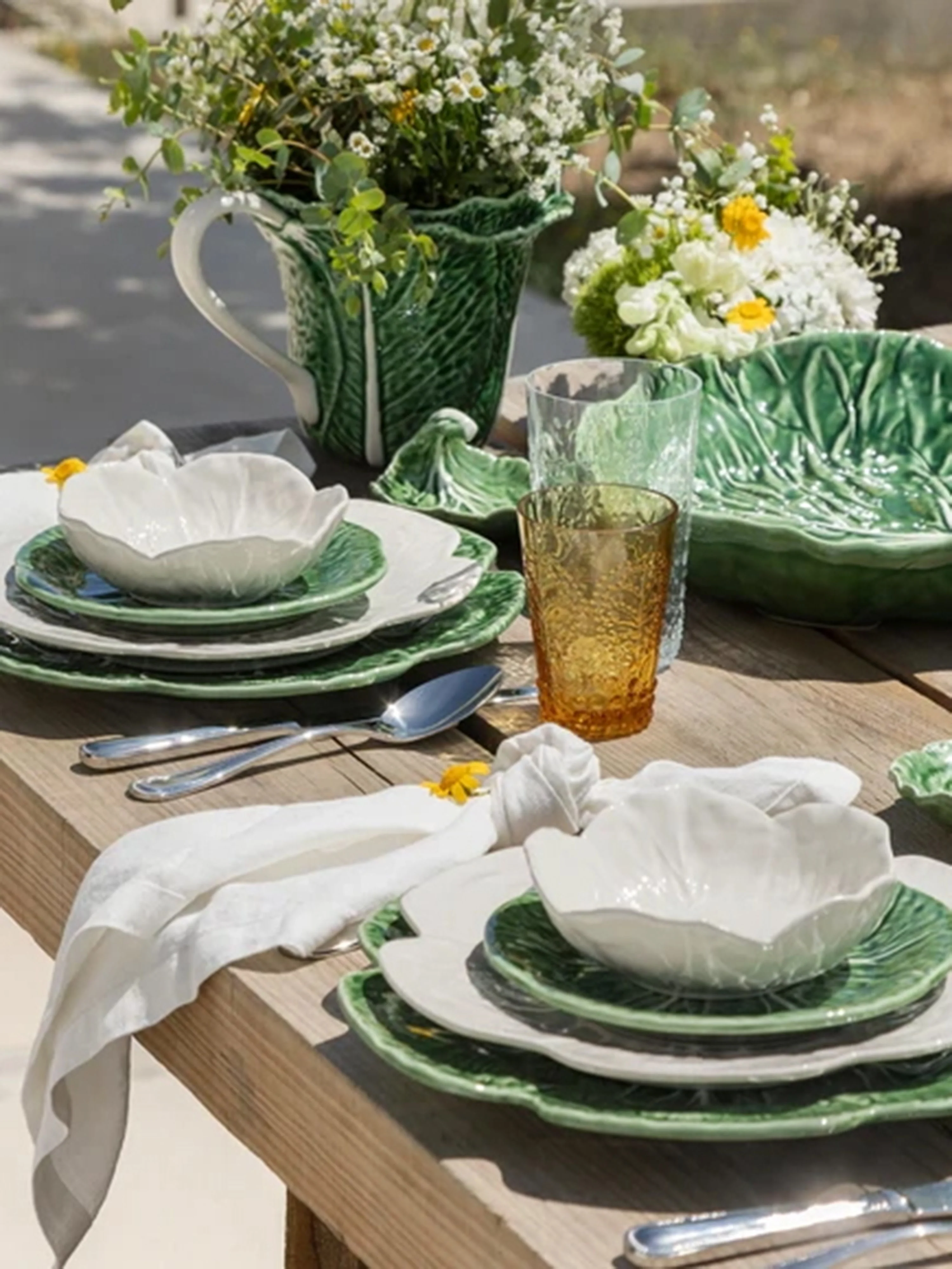 Handbemalte Servierschalen Cabbage, 2er-Set