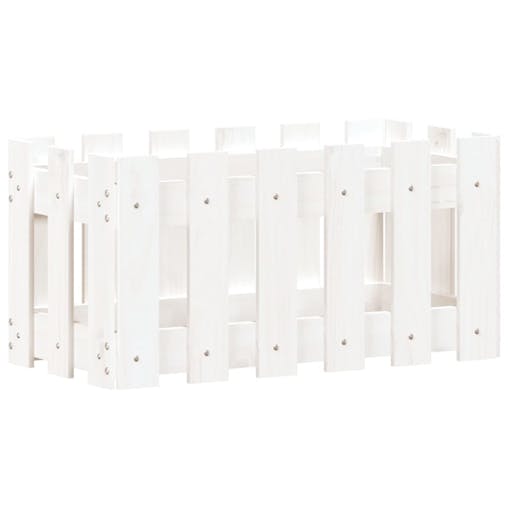NNEVL Garden Planter with Fence Design White 60x30x30 cm Solid Wood Pine
