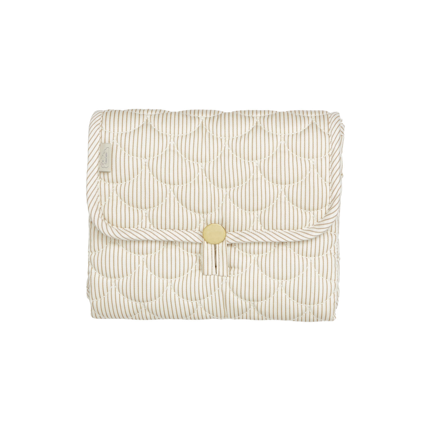 Quiltet pusleunderlag, classic stripes camel