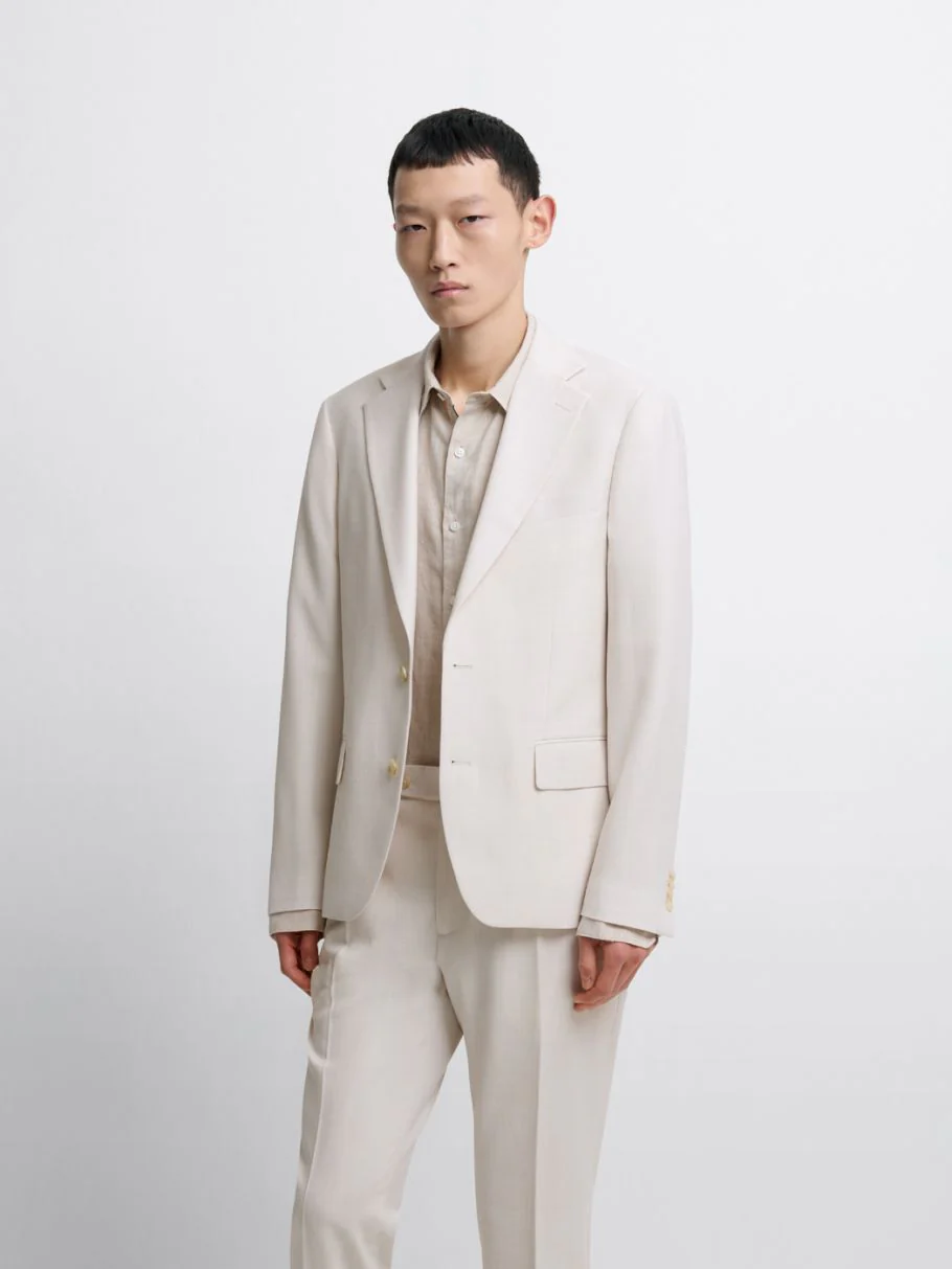 Costume 2 pièces slim blanc en laine mélangée