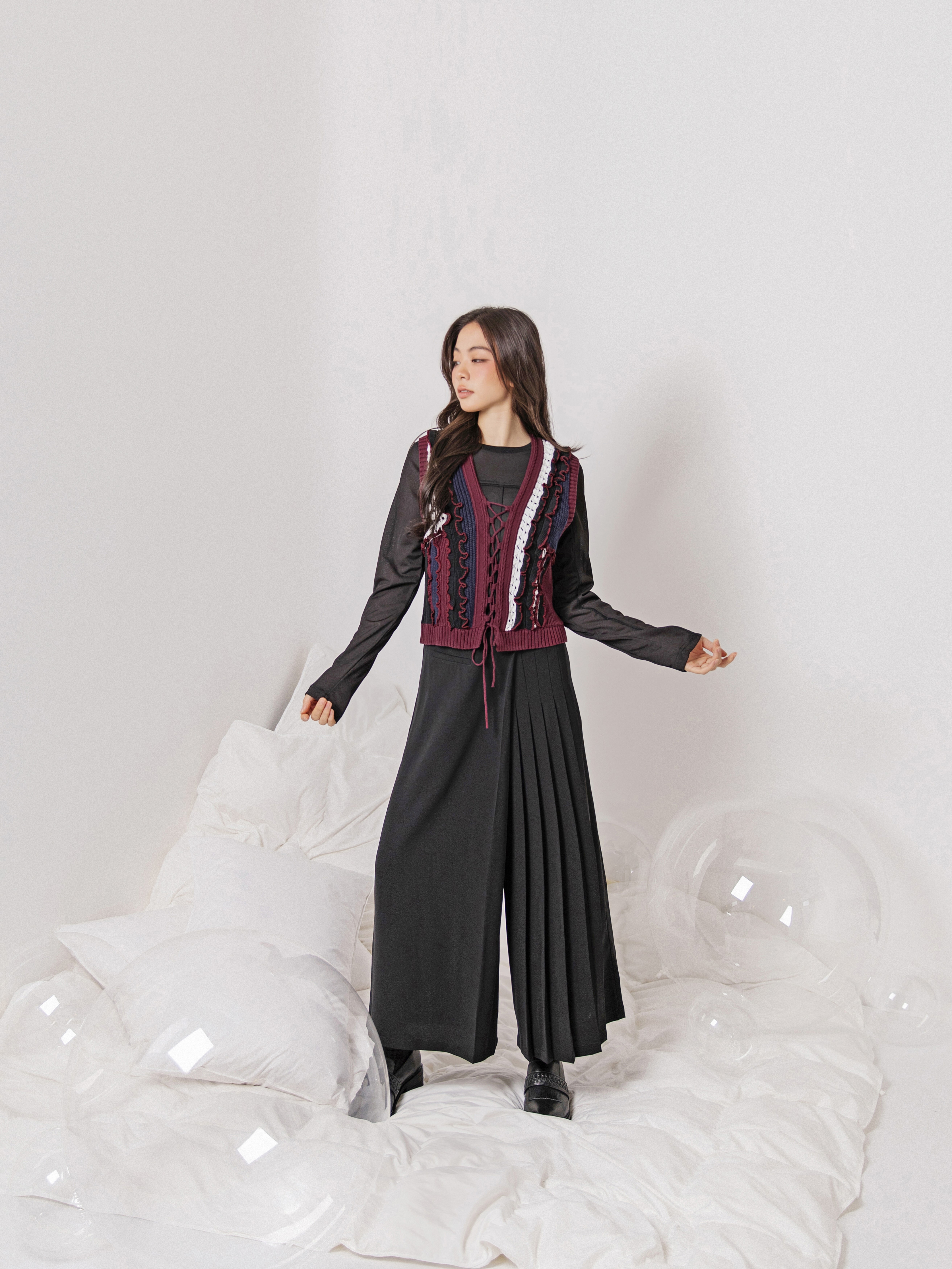 Lace-up Knitted Vest - 26SDJ062UL