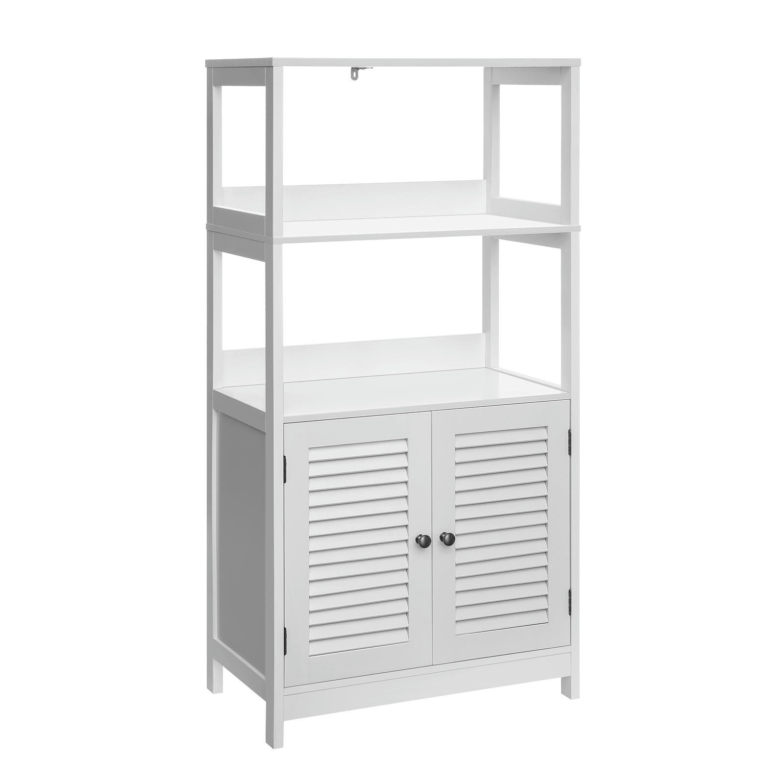 - Meuble de salle de bain 2 portes persiennes effet bois blanc