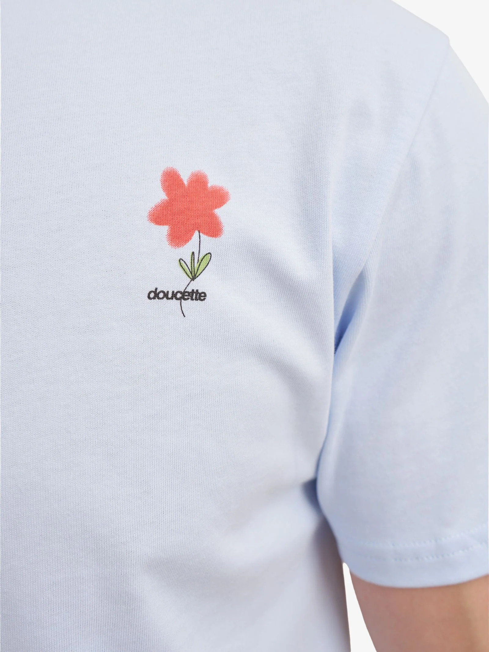 Unisex Red Flower Trim Tee