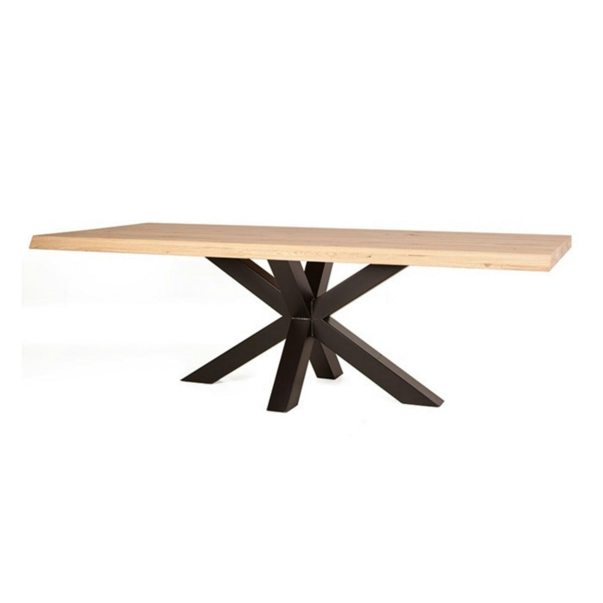 TACTI - Table rectangulaire 200x100cm en bois massif et métal noir