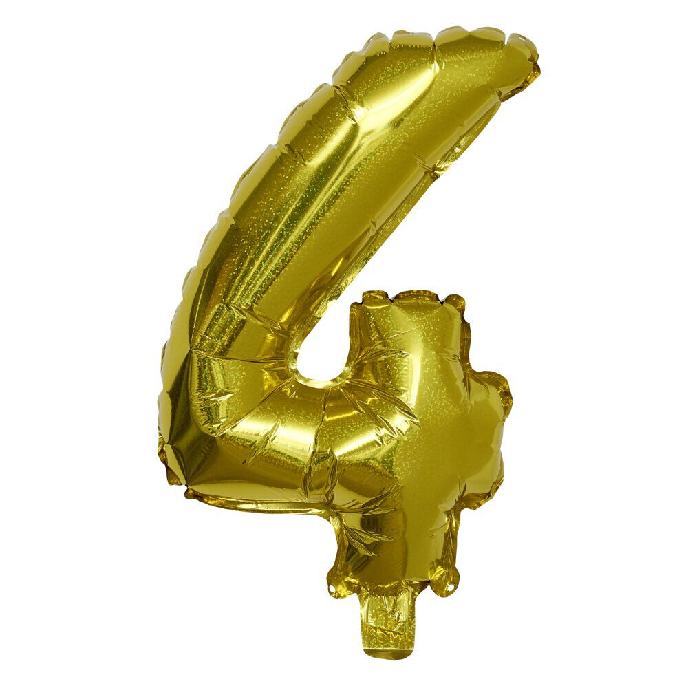 Ballon chiffre 4 doré ou argenté 33cm