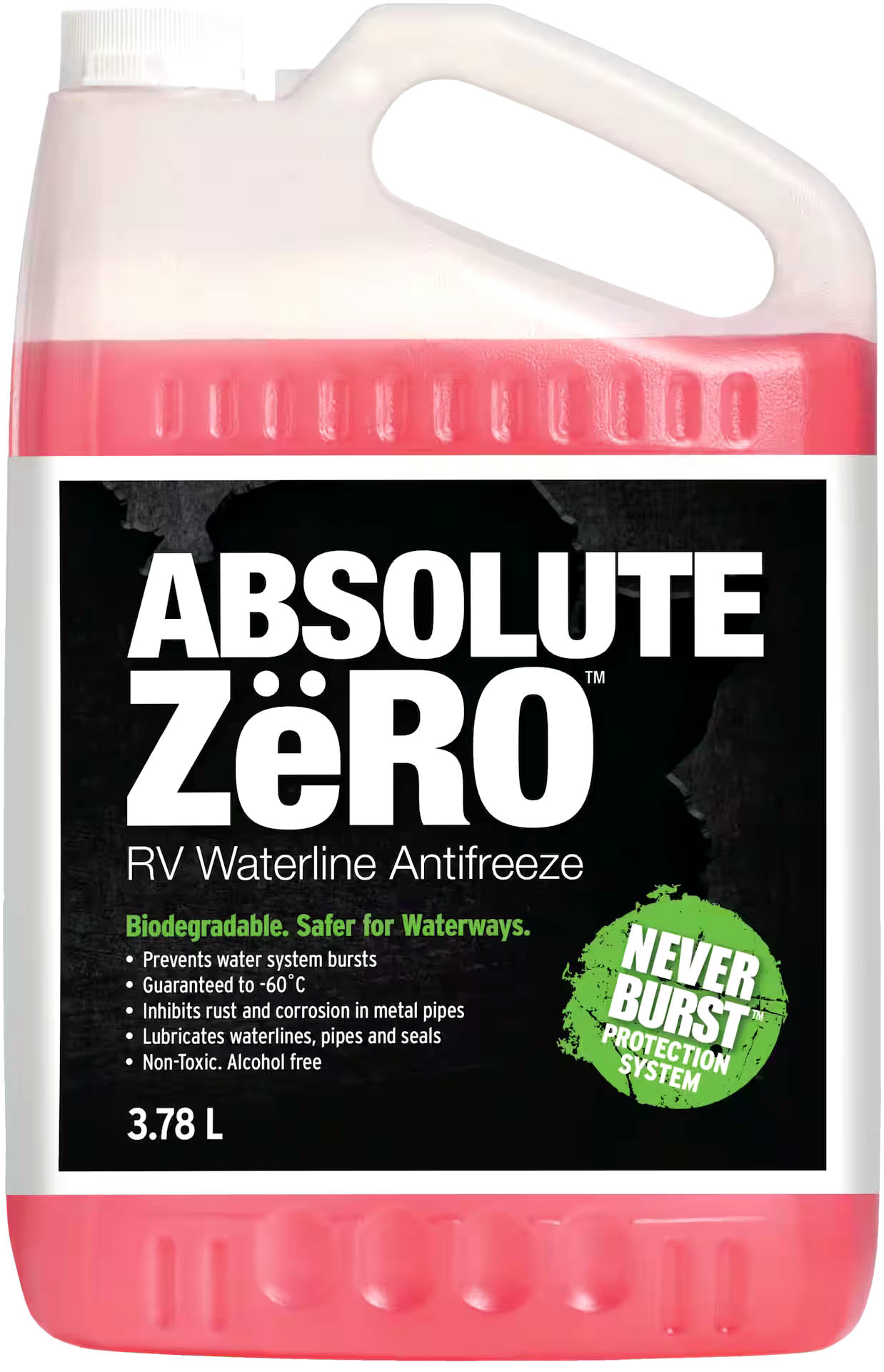 Absolute Zero Plumbing Antifreeze, Safe for Metal & Plastic Pipes, -60°C, 3.78-L