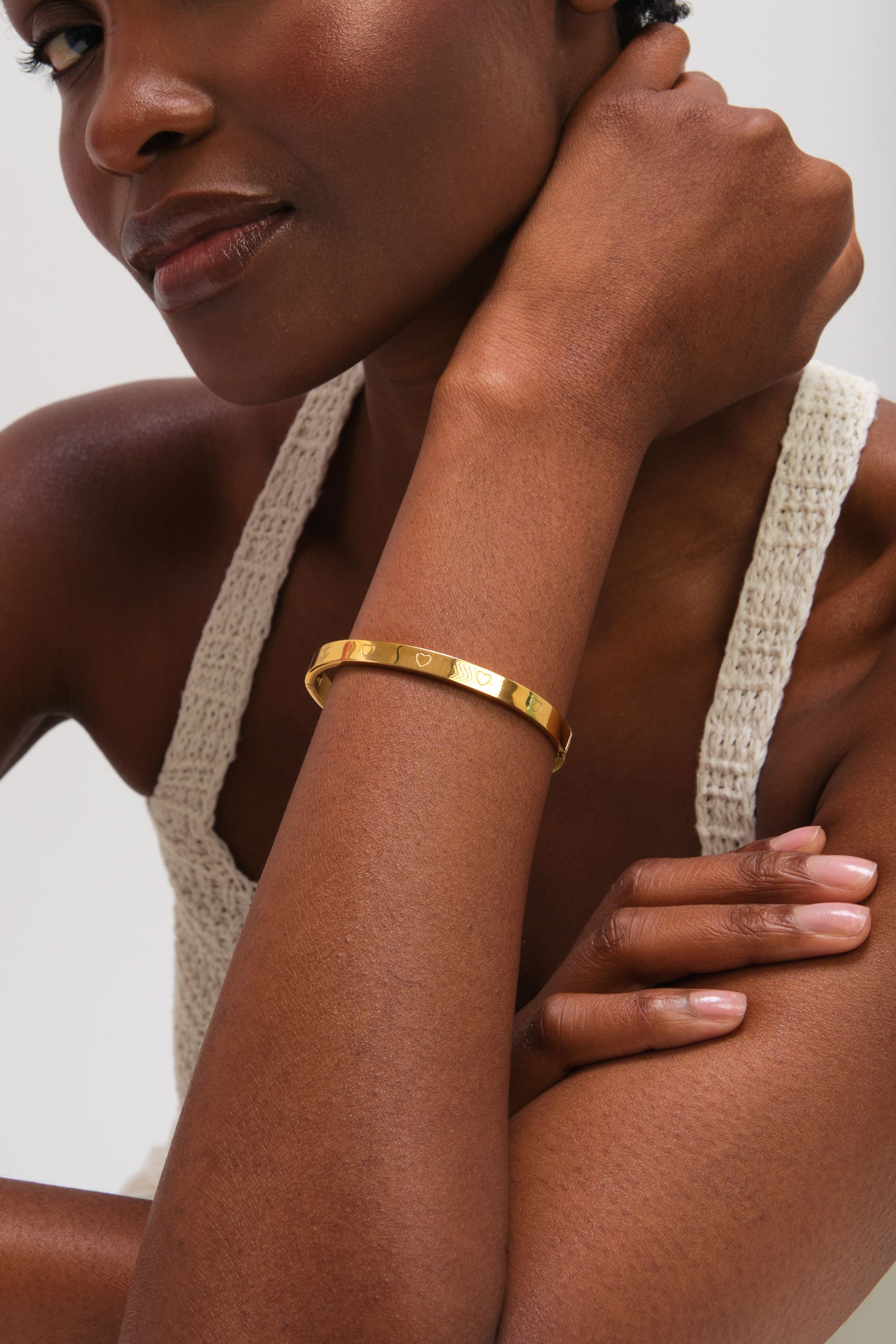 Jon Richard Gold Plated Waterproof Heart Bangle