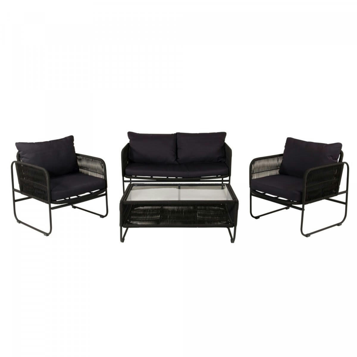 CORNILLO - Salon de jardin complet style moderne en tissu