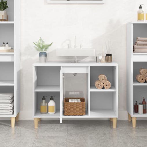 NNEVL Sink Cabinet White 80x33x60 cm Engineered Wood