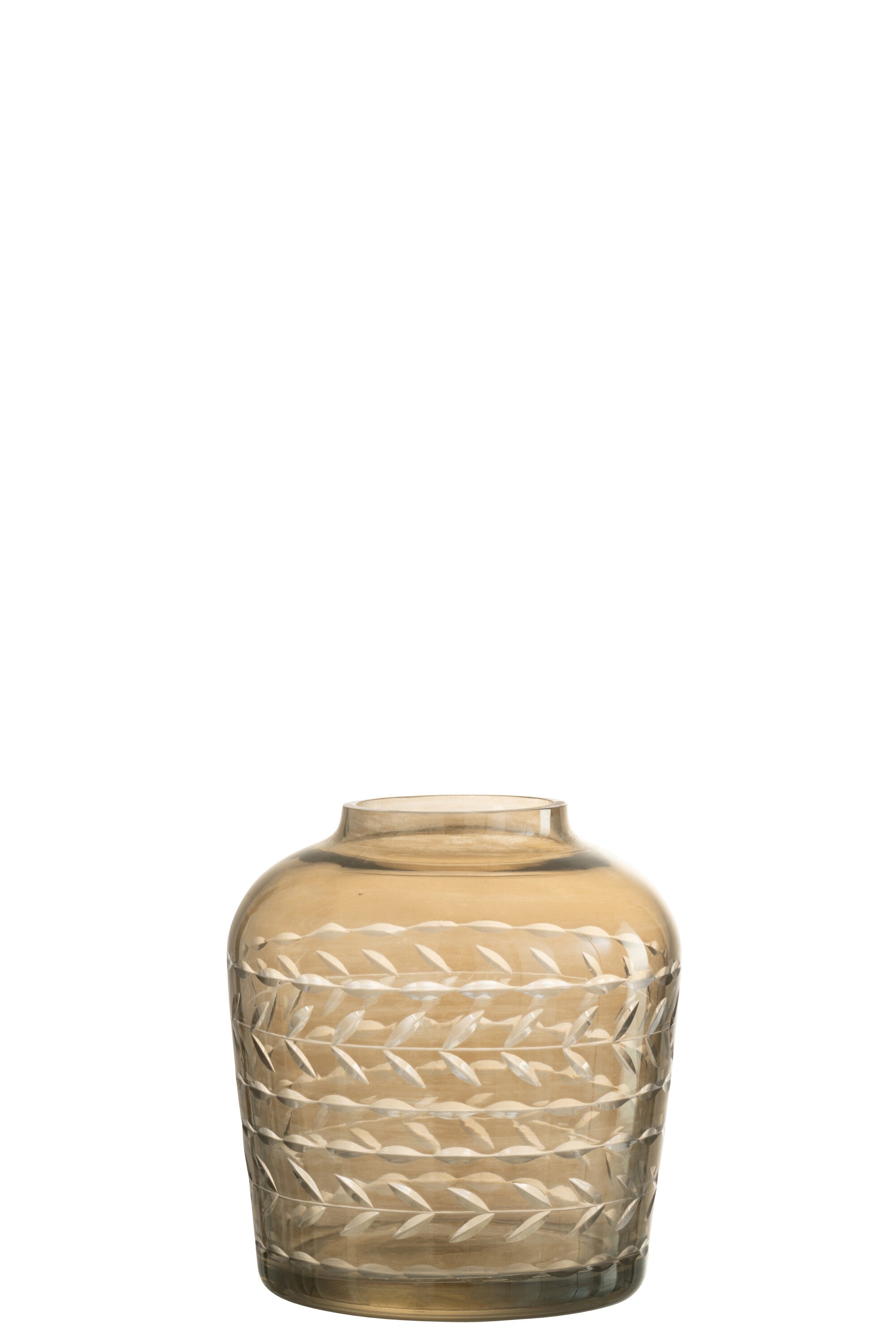 J-Line theelichthouder Tak Rond - glas - beige - 2 stuks