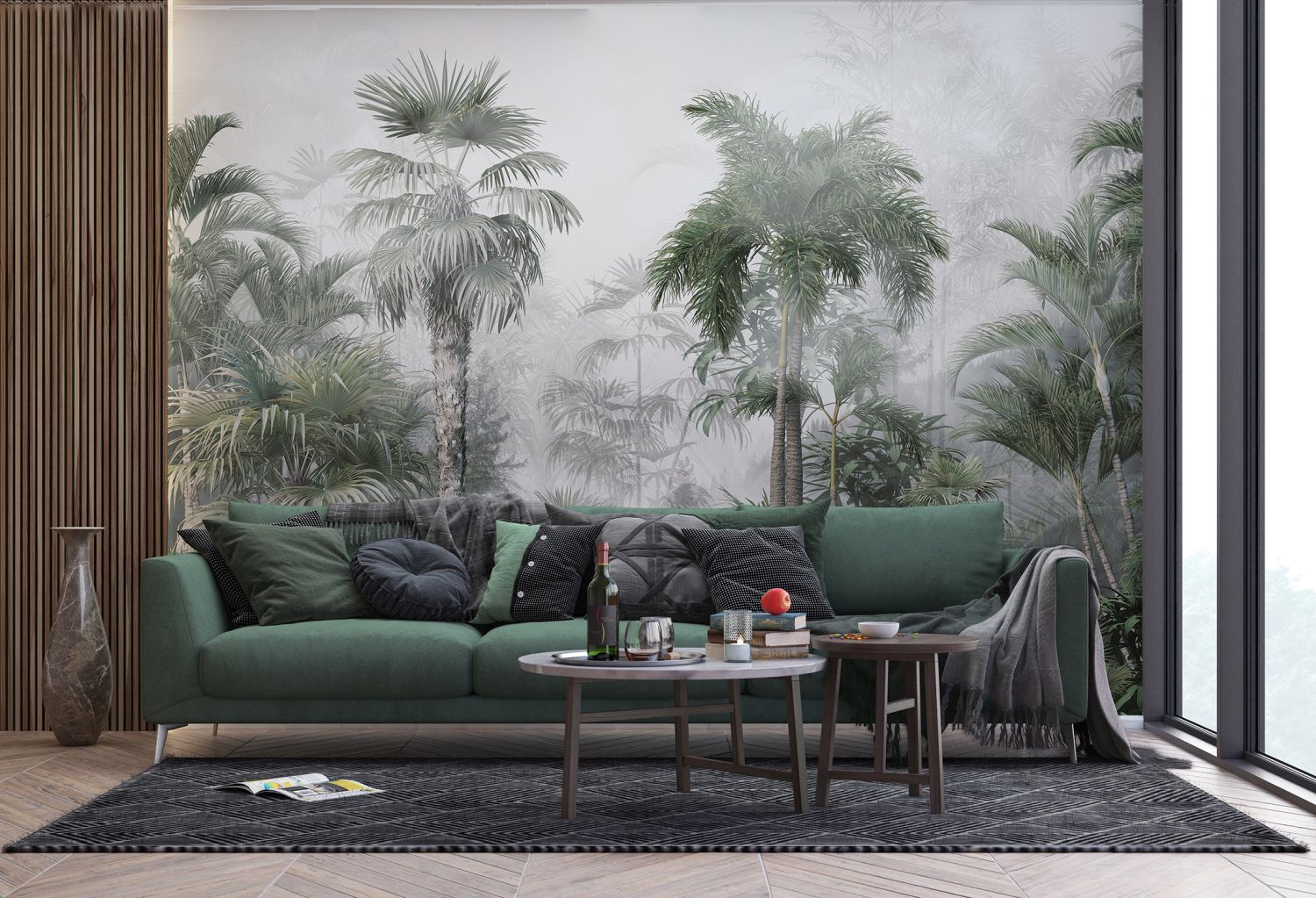 Sanders & Sanders fotobehang tropisch landschap met palmbomen groen 270 x 375 cm 601170