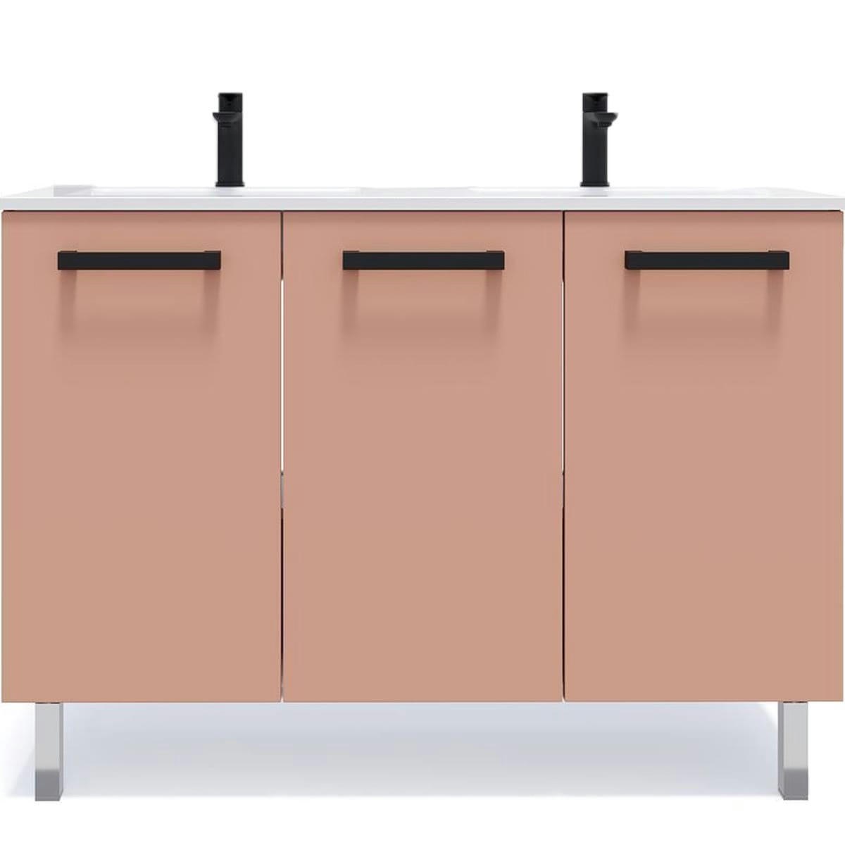 CHELSEA - Meuble salle de bain double vasque 120cm 3 portes Abricot