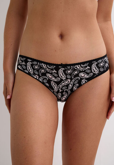 Womens 4pk Grey Paisley Print High Cut Briefs