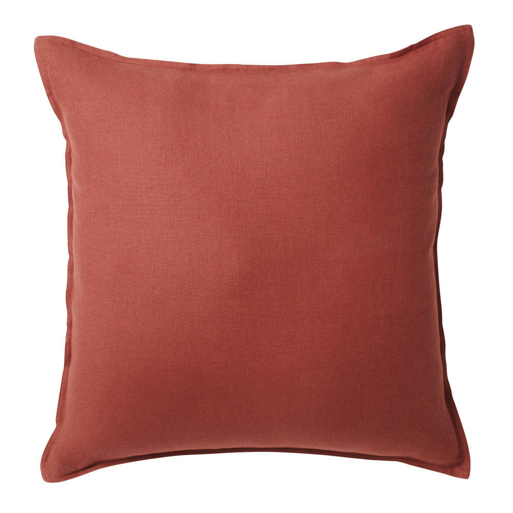 - Coussin en lin lavé terracotta 60x60