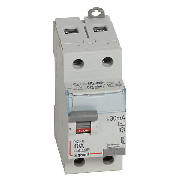 Interrupteur différentiel - 40A - 30mA - Type AC - 230V - Vis/vis - Haut/bas