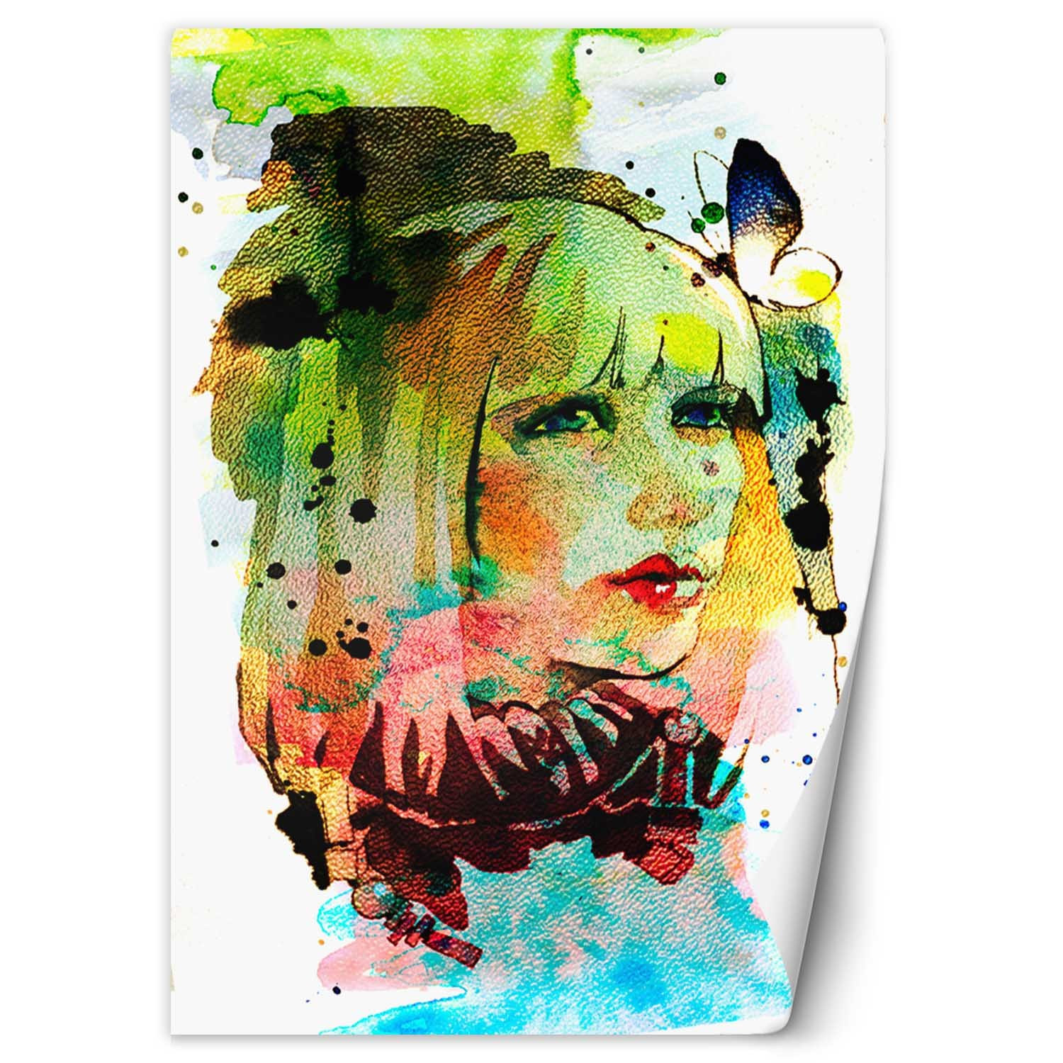 Feeby Fototapeta, Portret kobiety akwarela abstrakcja 100x140