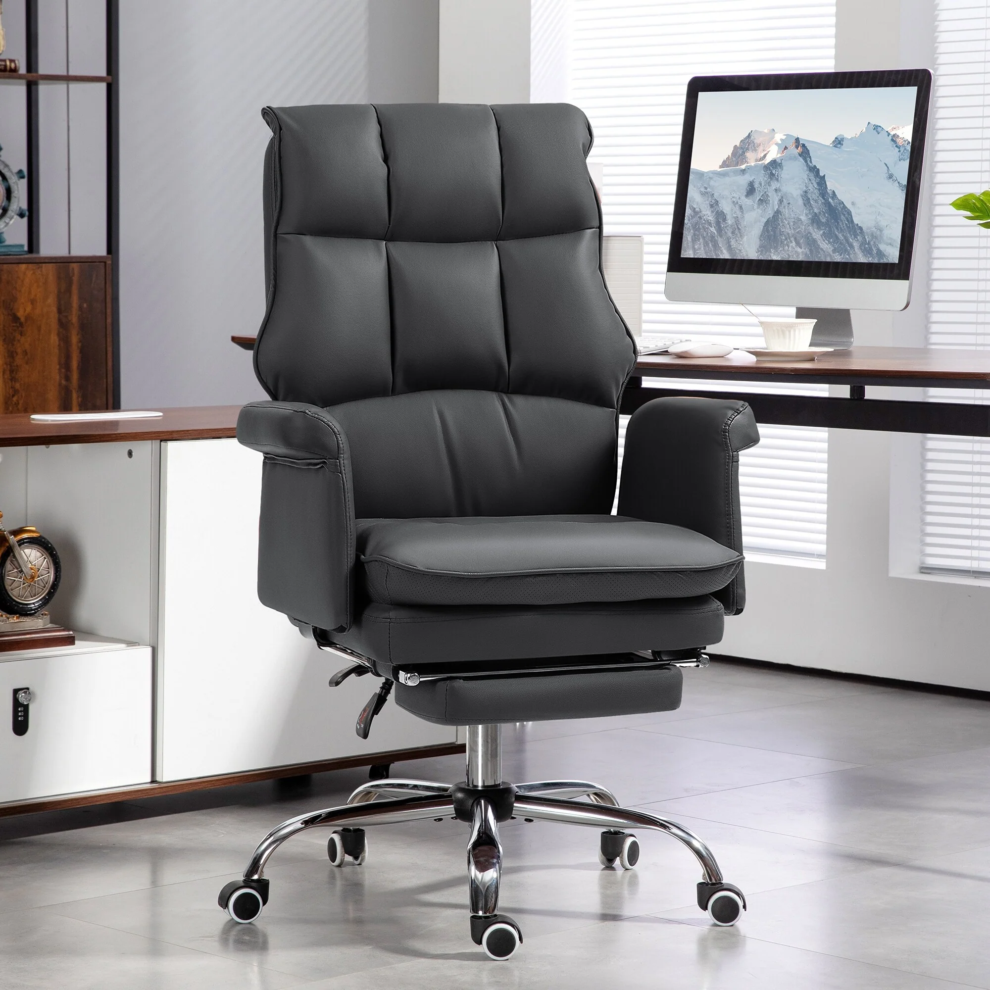 Reclining Office Chair Ergonomic Office Desk Chair Executive Office Chair Swivel Computer Task Chairs with Footrest