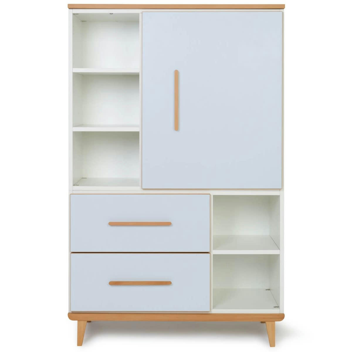 NADO - Armoire 147cm 1 porte 2 tiroirs bleu ciel