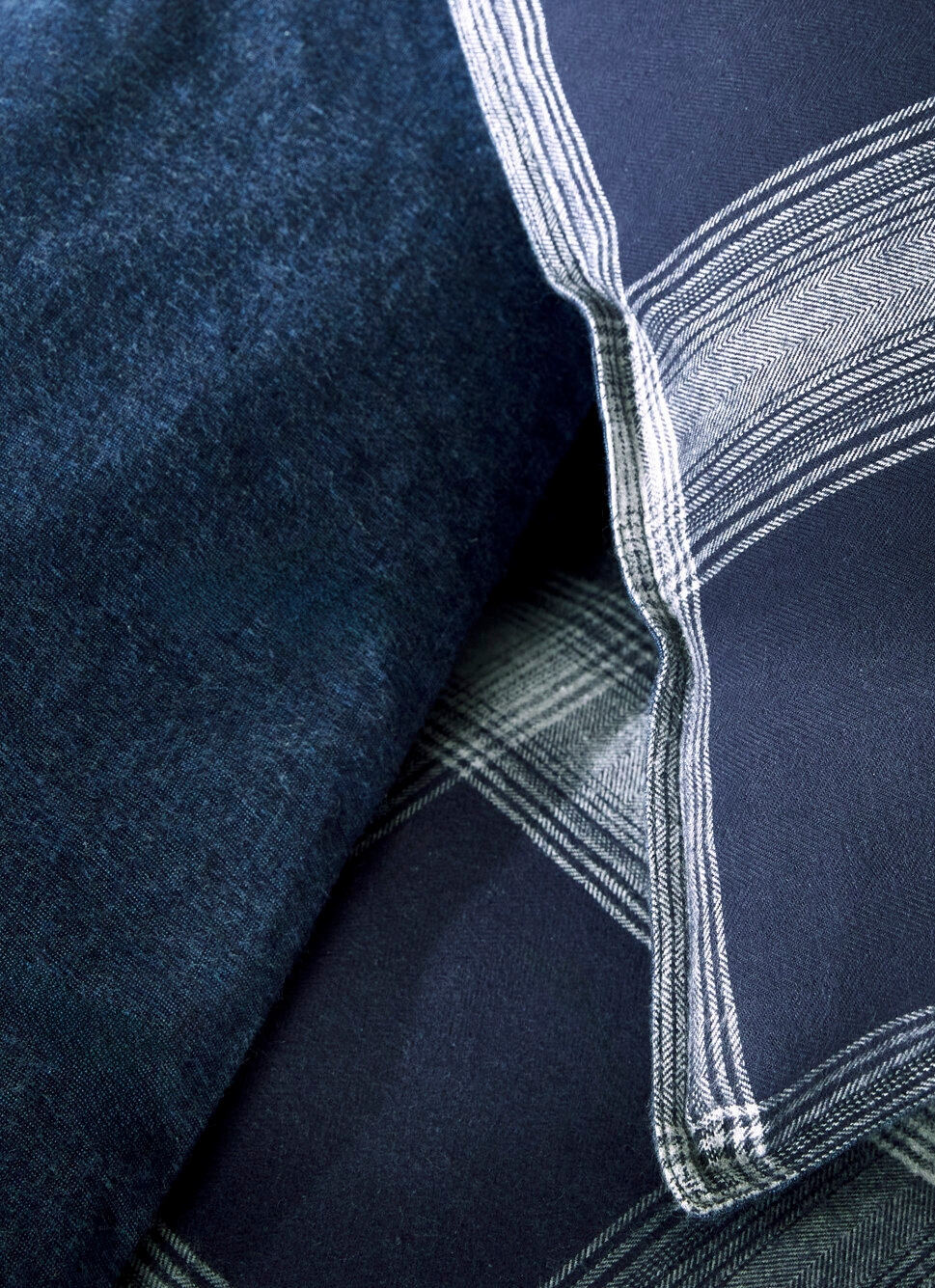 LOT DE 2 TAIES D'OREILLER EN FLANELLE RHEA BLEU MARINE