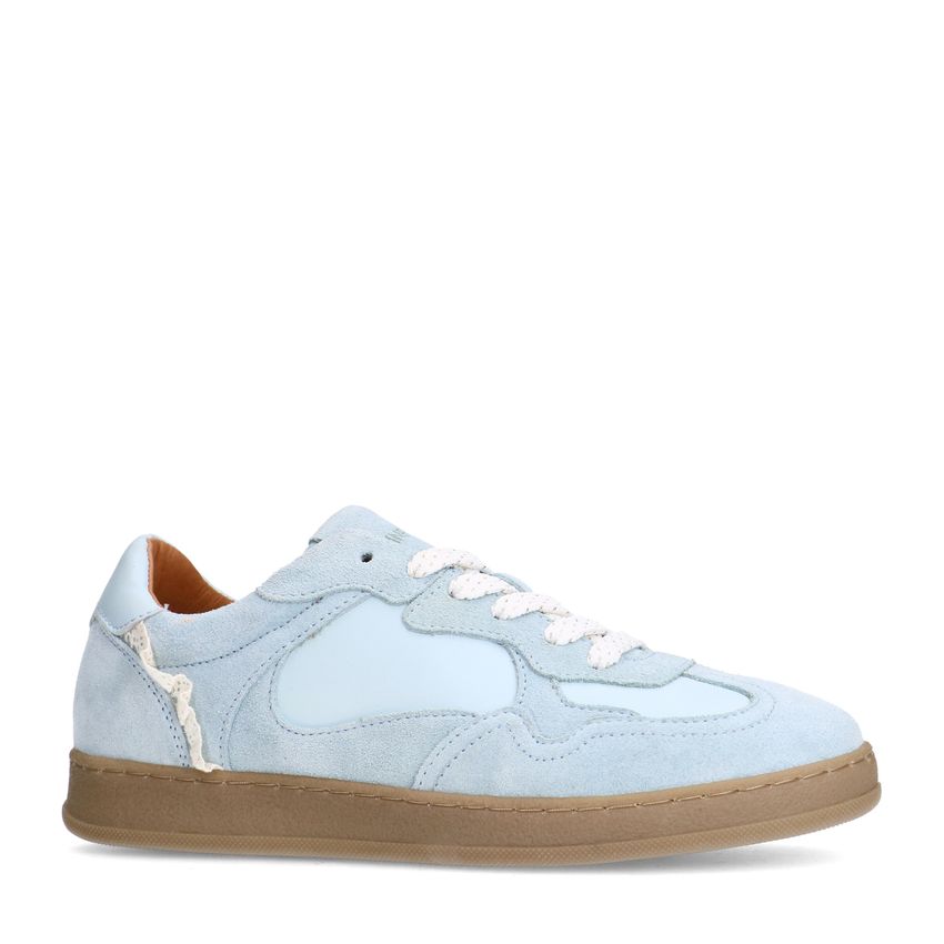 Manfield Lichtblauwe suède sneakers