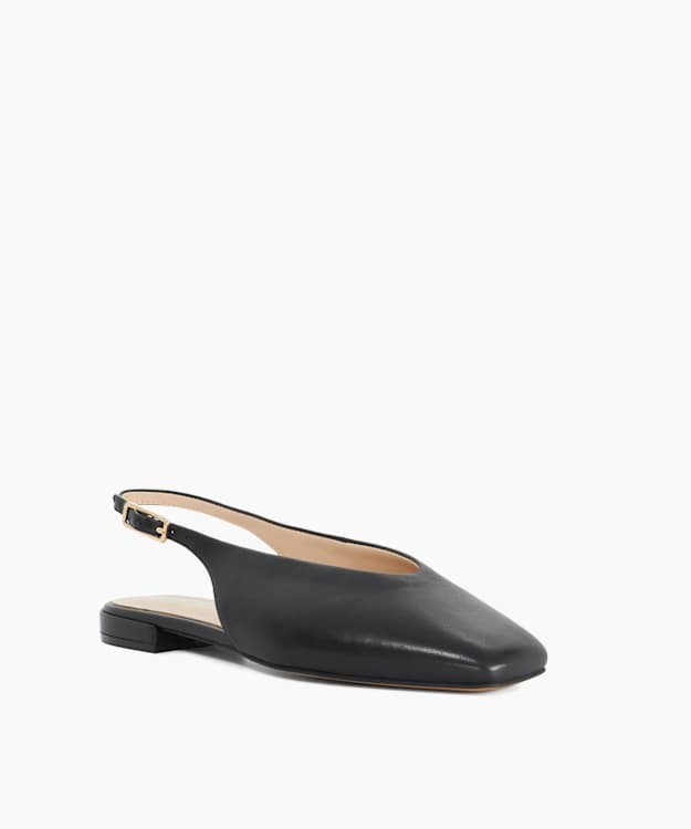 Heartbeat Black - Leather Slingback Ballet Flats