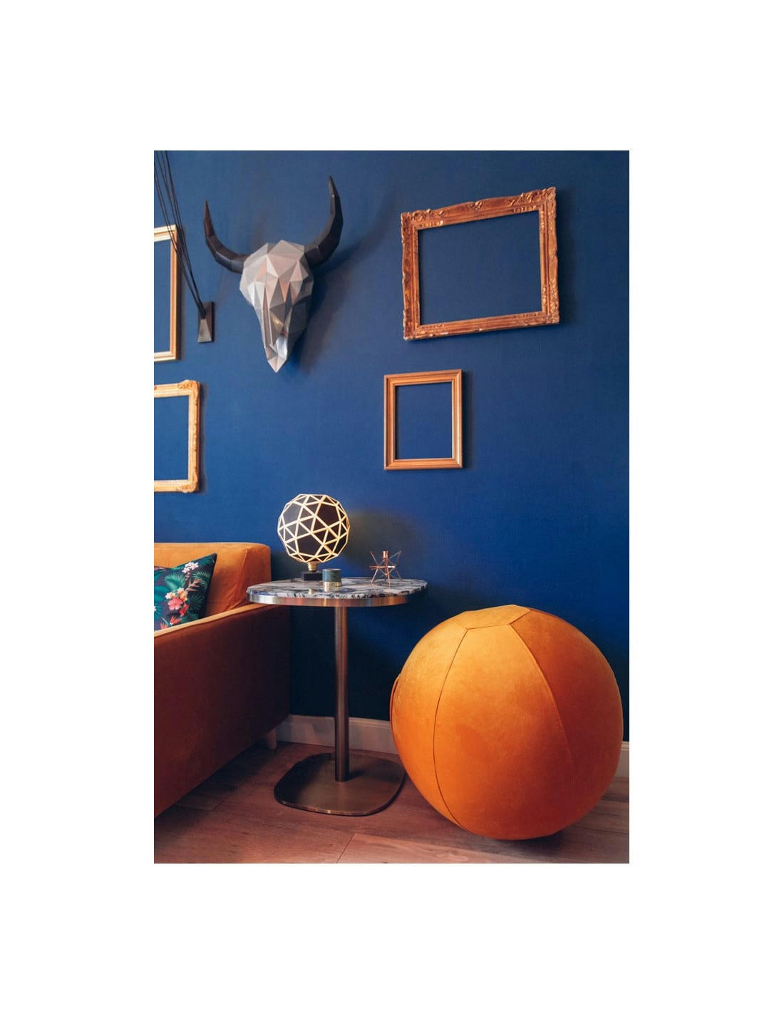 JUMBO CELESTE - Balle d'assise gonflable 65 cm enveloppe velours terracotta