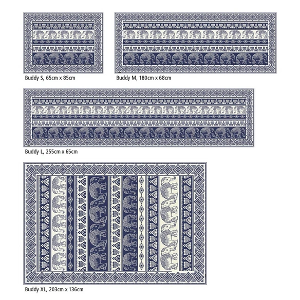 Vinyl Teppich »Shanti«, BxL:180 cm x 68 cm, blau|beige